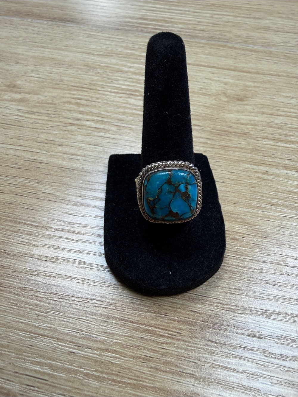 Sterling Silver Turquoise Statement Ring - Blue Stone size 8